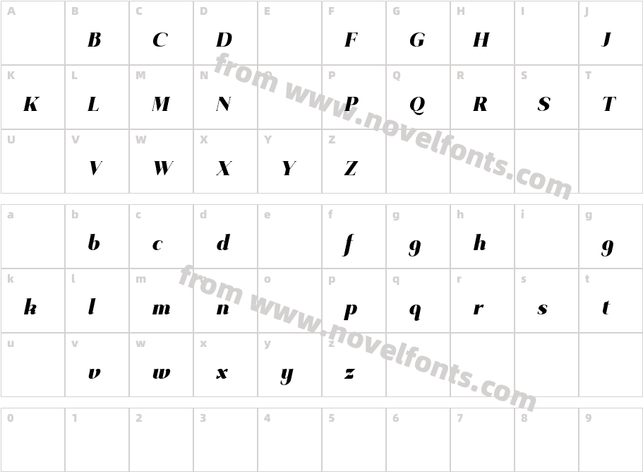 Priyati DEMO Black ItalicCharacter Map