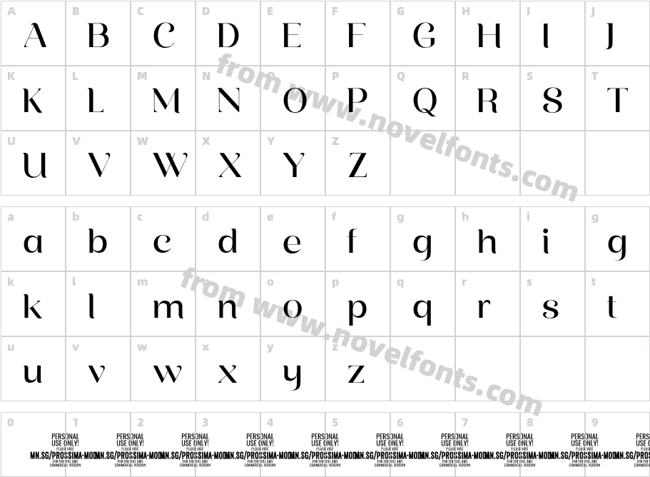 Prossima Moda PERSONAL USE RegularCharacter Map