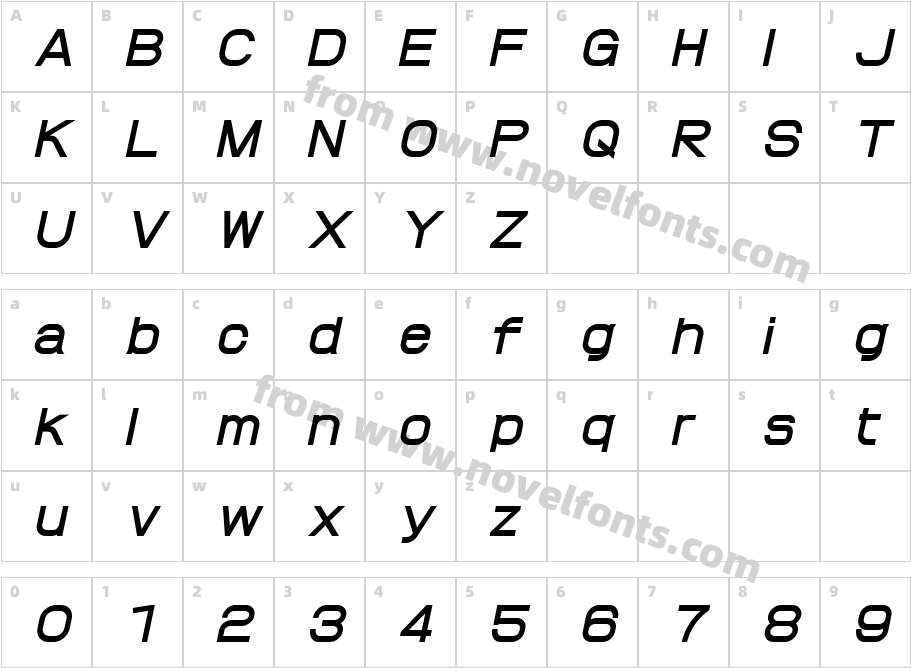 ProtoFet-BoldItalicCharacter Map