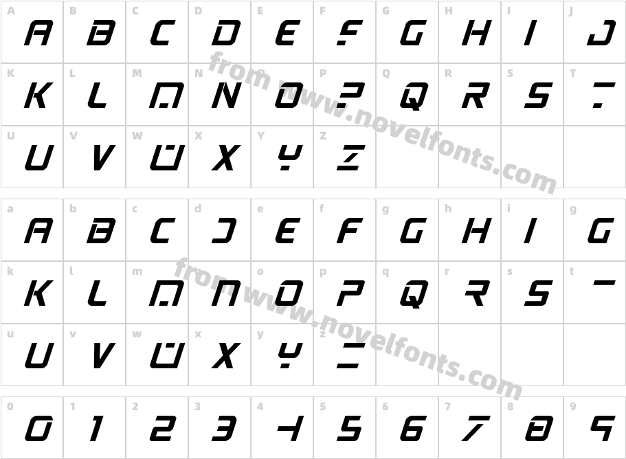 PsYonicVIIBoldItalicCharacter Map