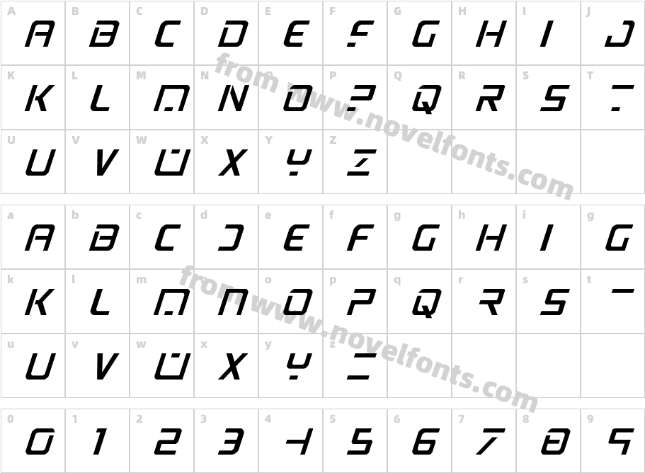 PsYonicVIIItalicCharacter Map