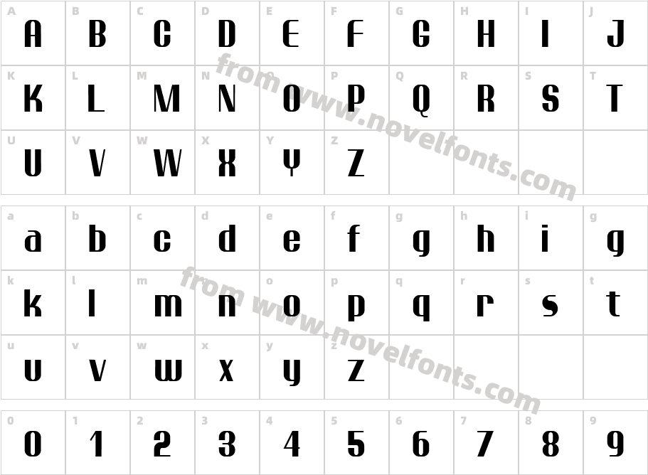 PtarmiganCondensedCharacter Map