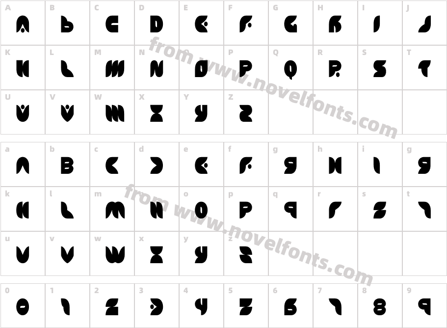 PuffAngelCondensedCharacter Map