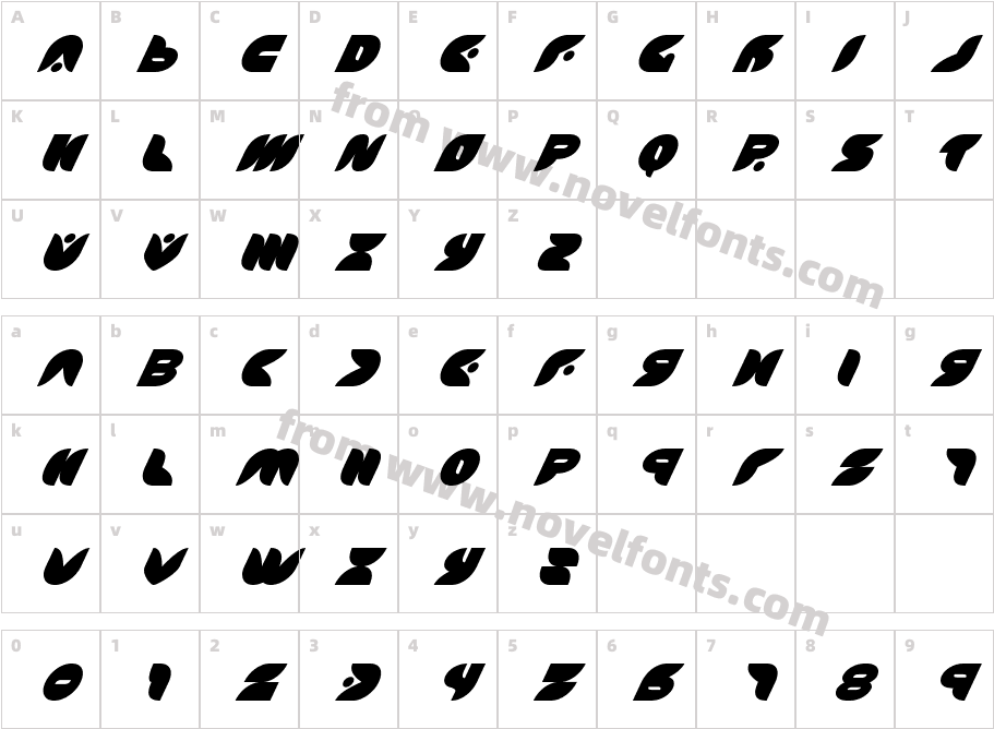 PuffAngelSuper-ItalicCharacter Map