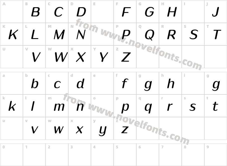 Puipui DEMO Medium ItalicCharacter Map