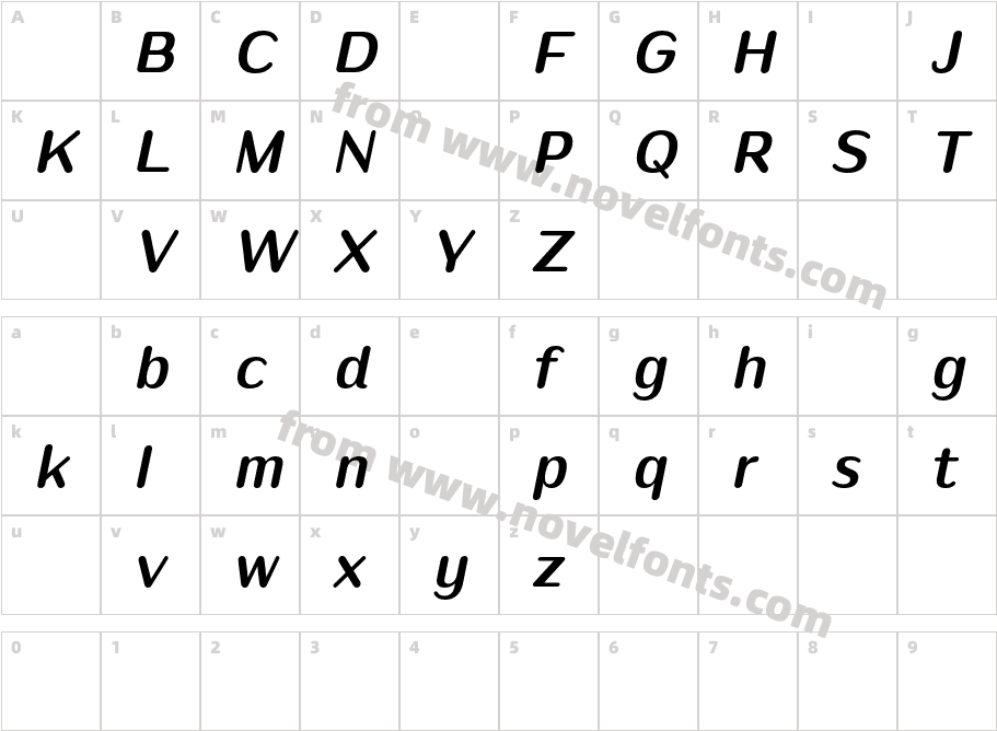 Puipui DEMO SemiBold ItalicCharacter Map