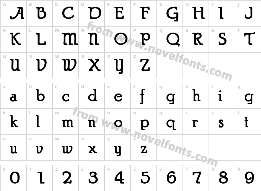 Puritan Alternate BoldCharacter Map