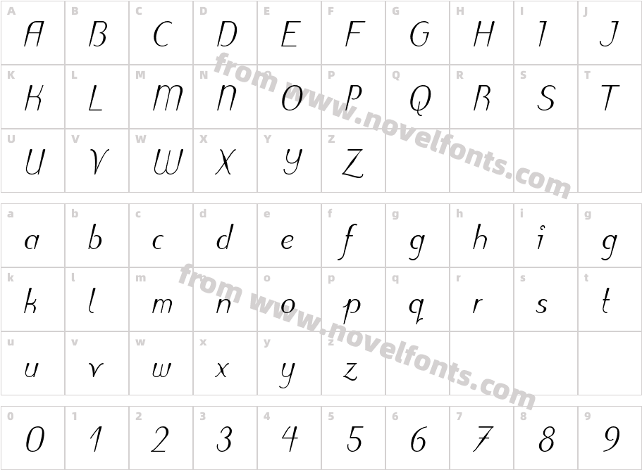 PuritasLT-MediumItalicCharacter Map