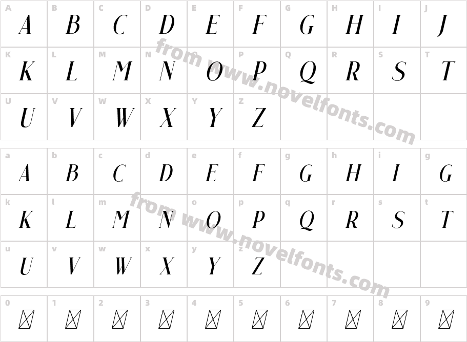 QualeyFree-ItalicCharacter Map