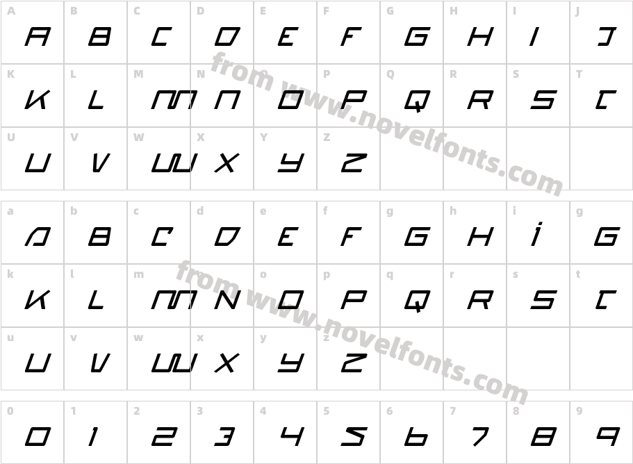 Quasitron Bold ItalicCharacter Map