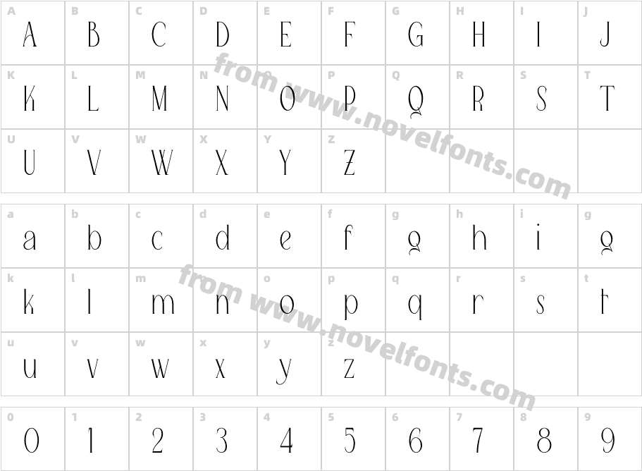 Queen Serif FREECharacter Map