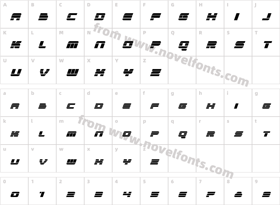 QuickenItalicCharacter Map