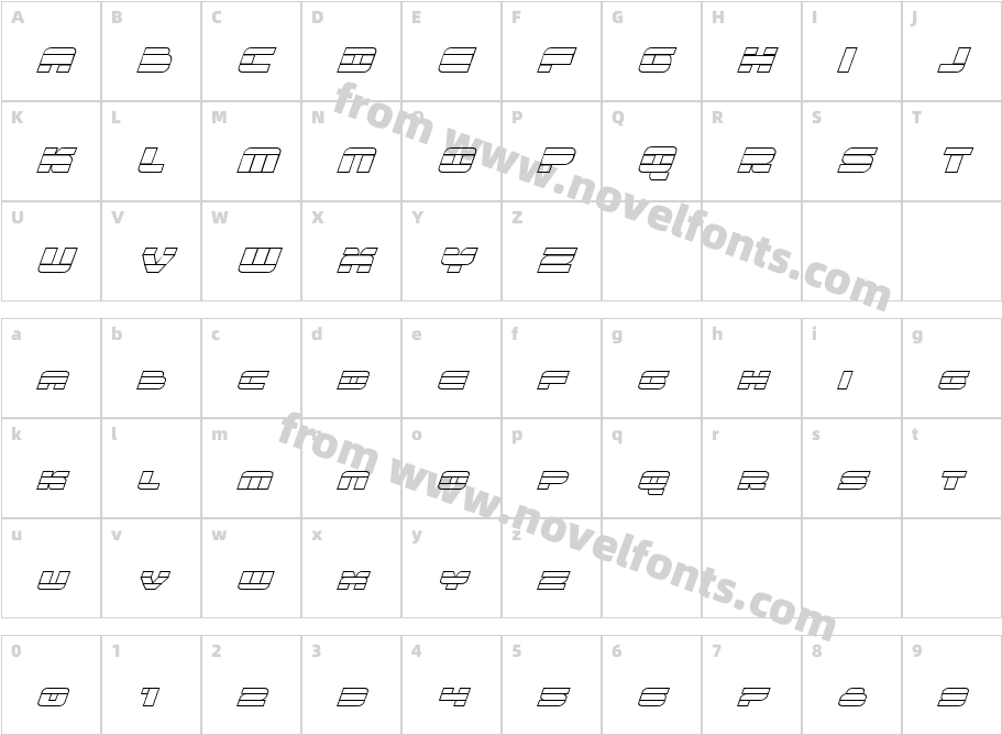 QuickenOutlineItalicCharacter Map