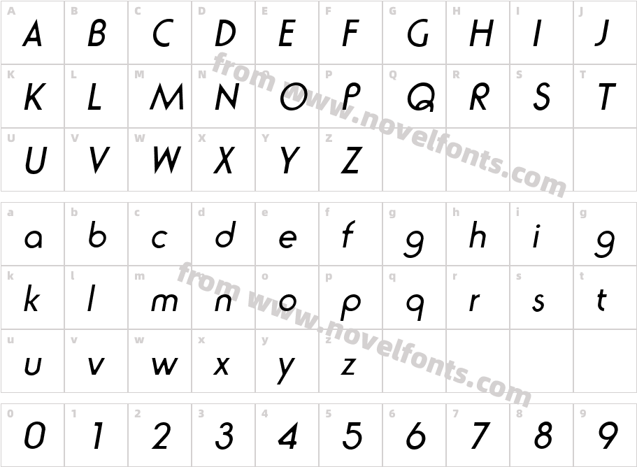 R791DecoItalicCharacter Map