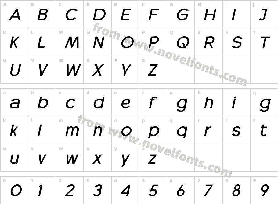 RADEON Bold ItalicCharacter Map