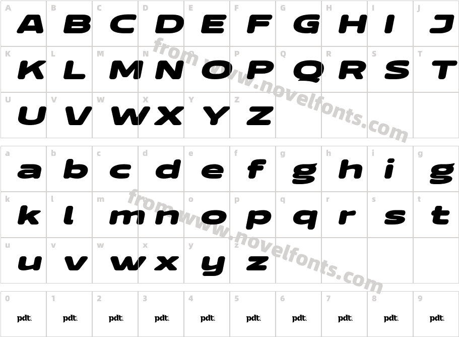 REDOB Round SlantCharacter Map