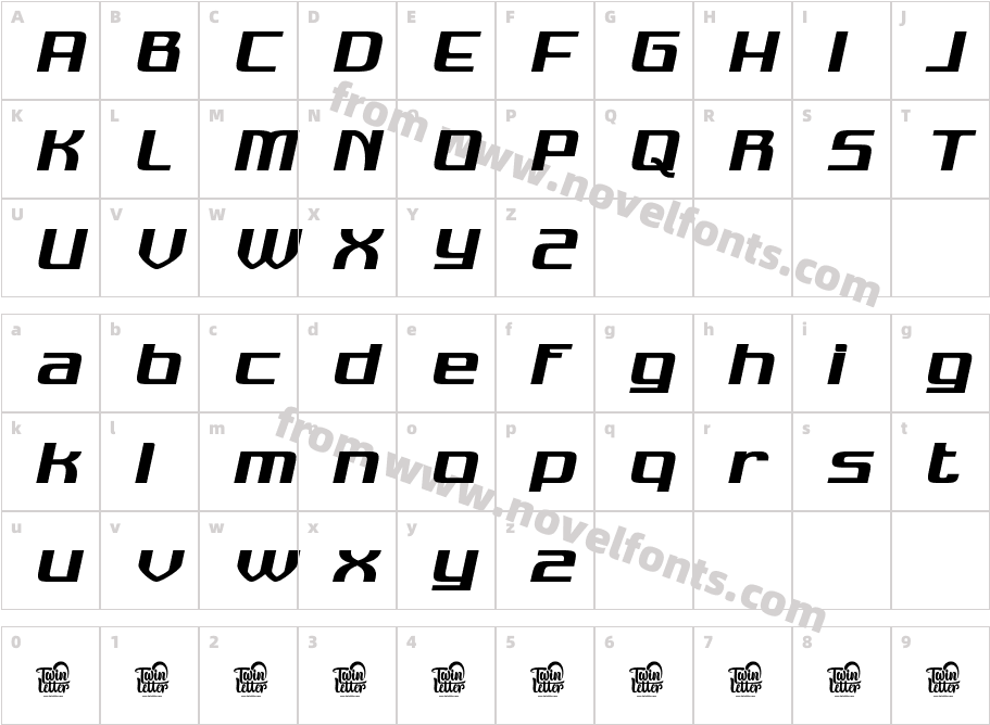 RESADEN Regular SlantCharacter Map