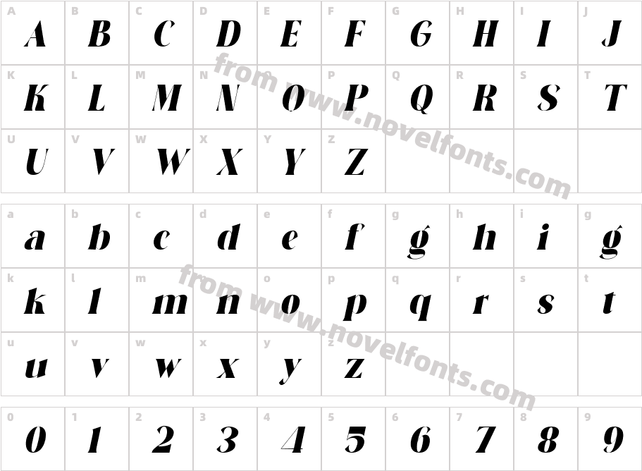 RabertConanBoldItalic-MVeXpCharacter Map