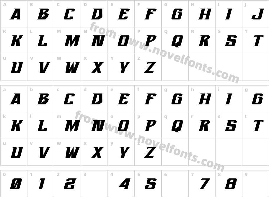 Racerboy RegularCharacter Map