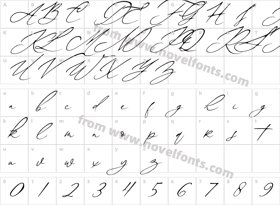 Radinela ScriptCharacter Map