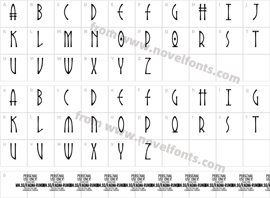 Ragna Runes PERSONAL USE RegularCharacter Map