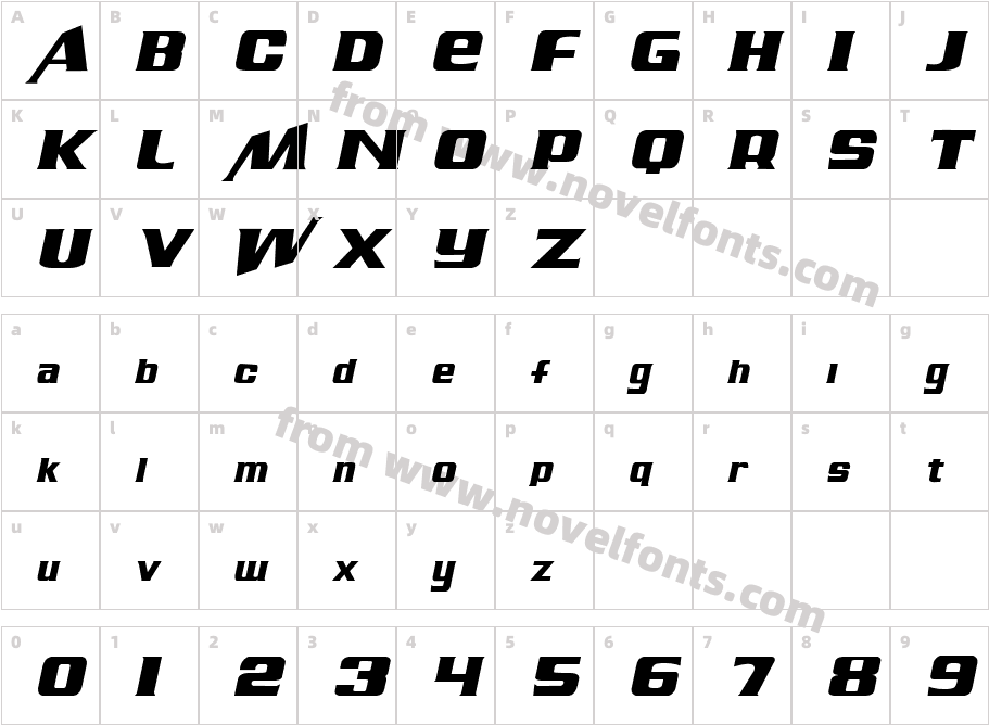 Air Millhouse ItalicCharacter Map