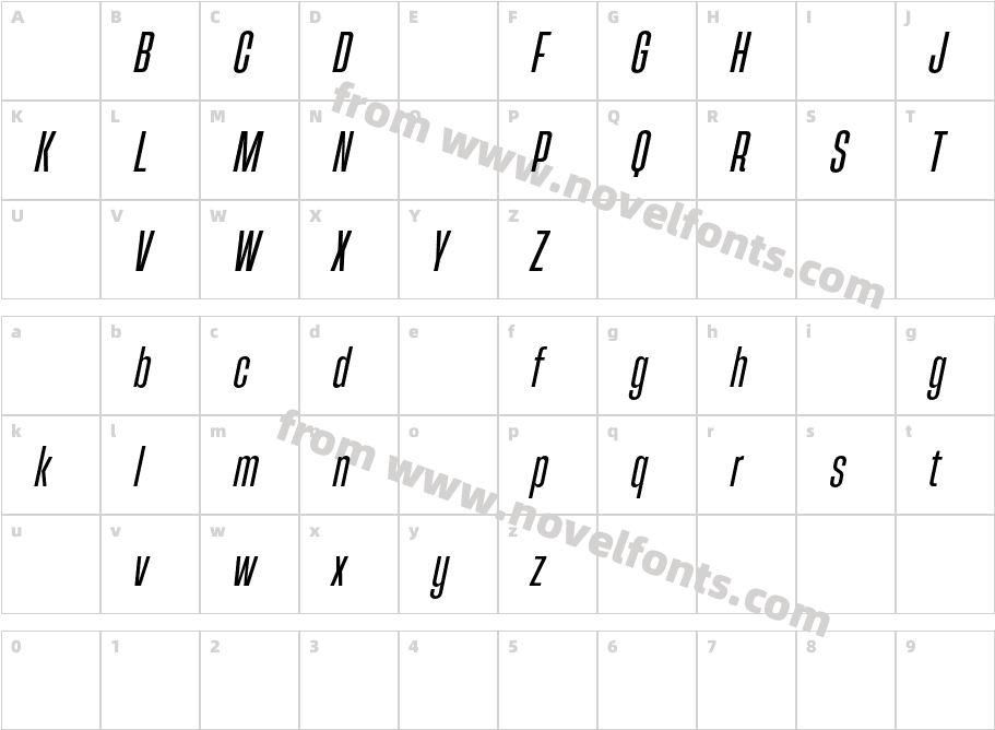 Rahong DEMO Medium ItalicCharacter Map