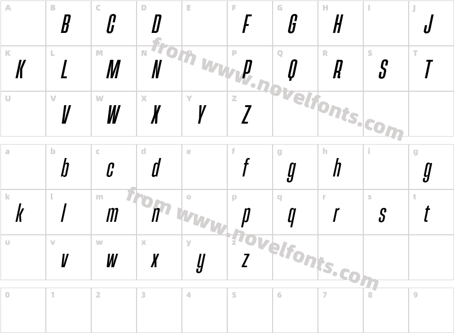 Rahong DEMO SemiBold ItalicCharacter Map