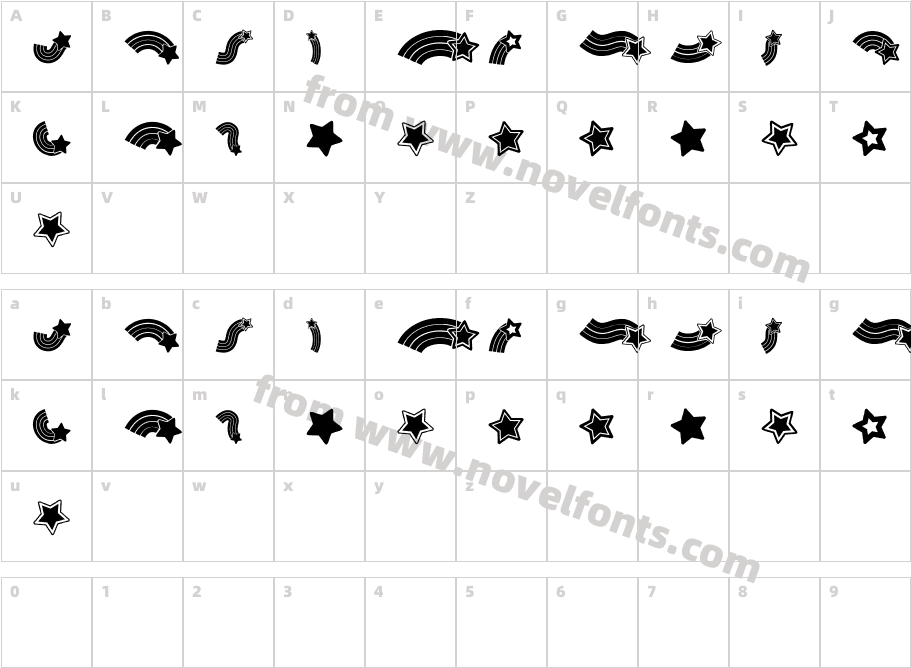 Rainbow Stars RegularCharacter Map