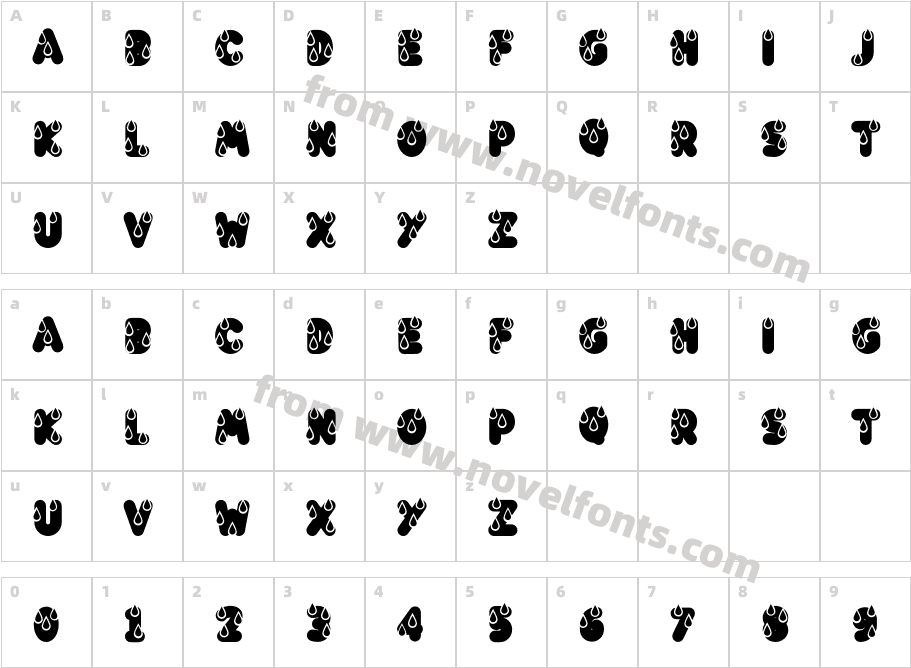 Rainy Font BoldCharacter Map