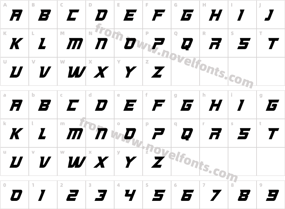 RavenItalic-WyKrnCharacter Map