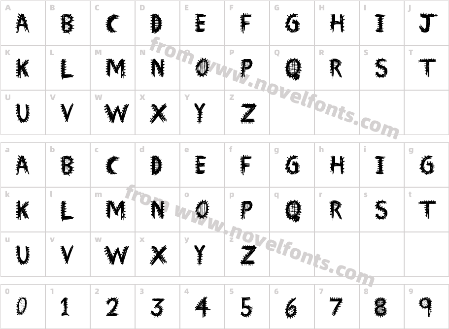 Font InsaneCharacter Map