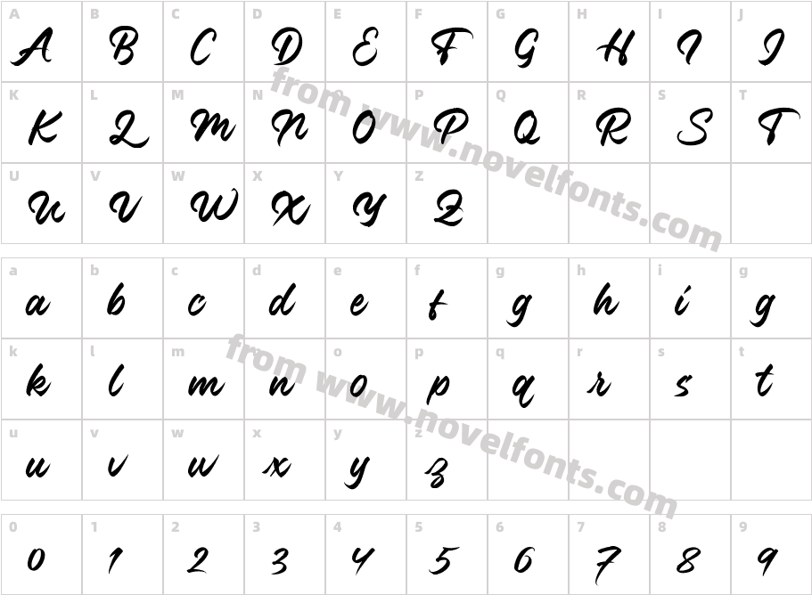 FontBrushCharacter Map