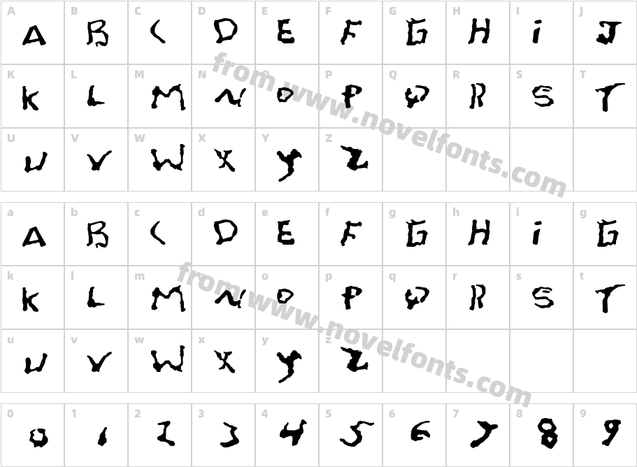 FontOnAGrainCharacter Map