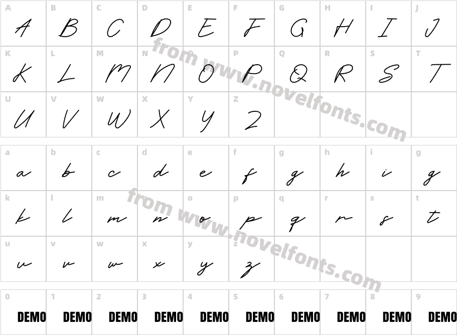 Rekasa-DEMO FONTCharacter Map