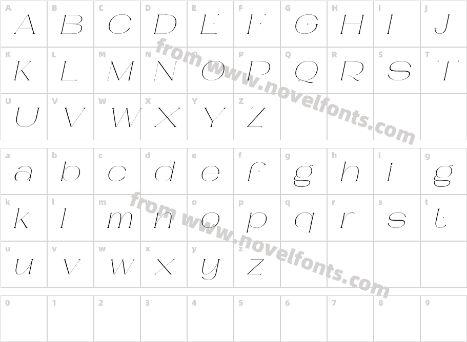 RengardFree-ItalicCharacter Map