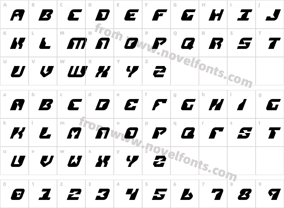 ReplicantItalicCharacter Map