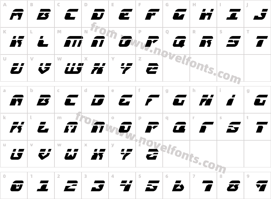 ReplicantLaserItalicCharacter Map