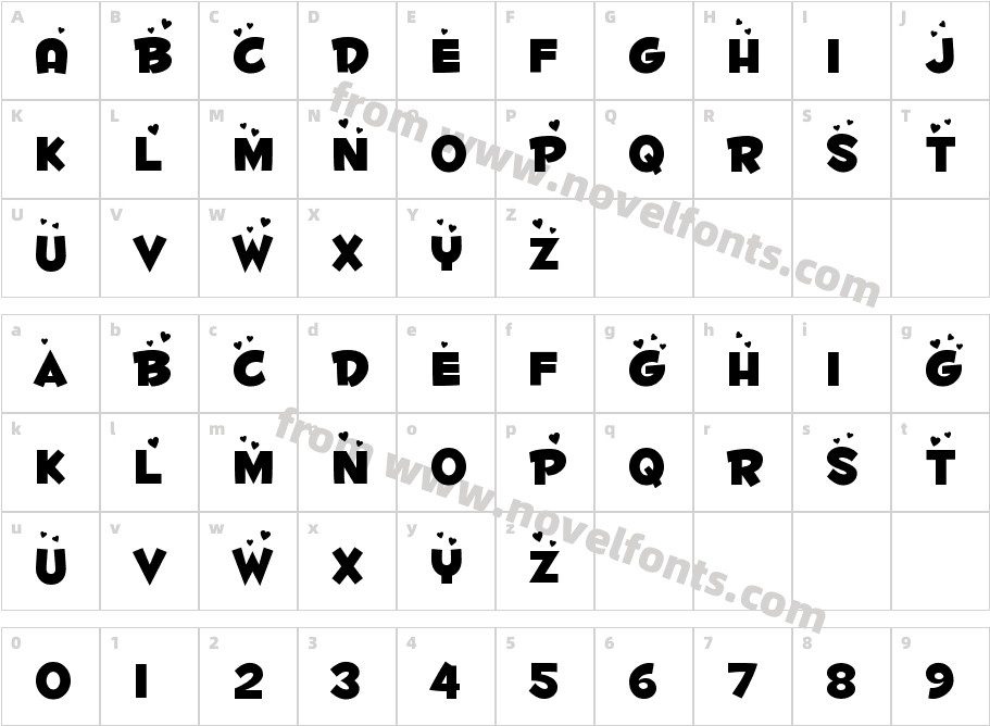 Fontdinerdotcom LuvableCharacter Map