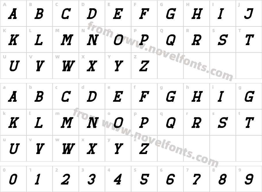 Retro Grade ItalicCharacter Map