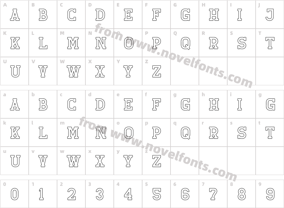 Retro Grade OutlineCharacter Map