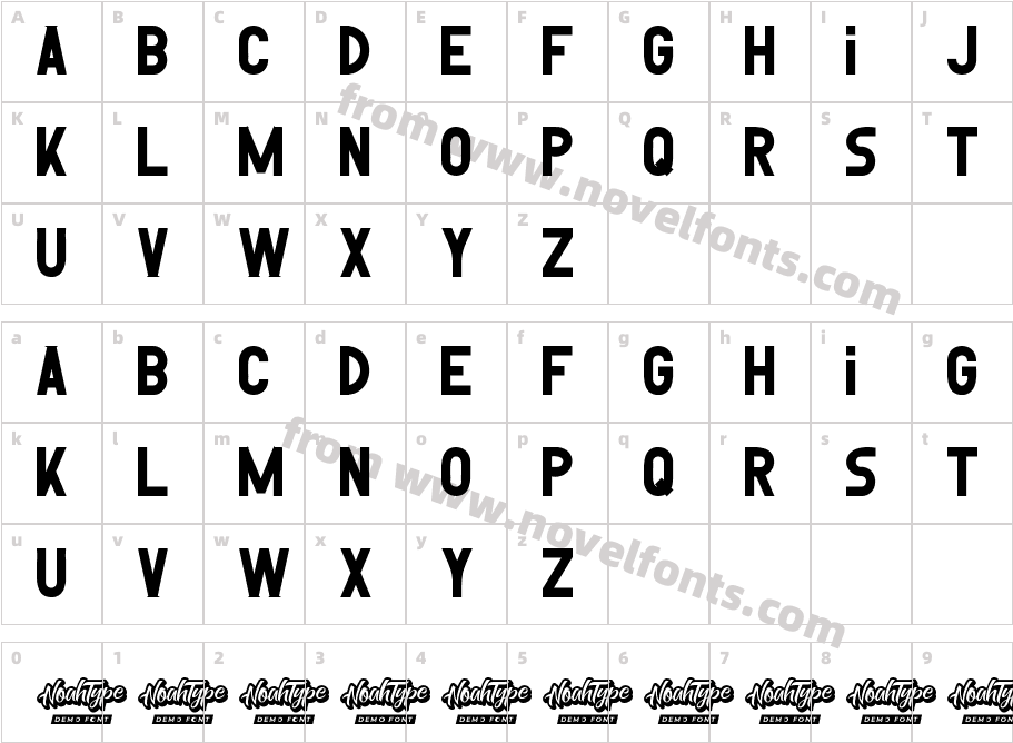 Reversed Demo BoldCharacter Map