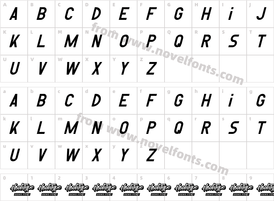 Reversed Demo ItalicCharacter Map