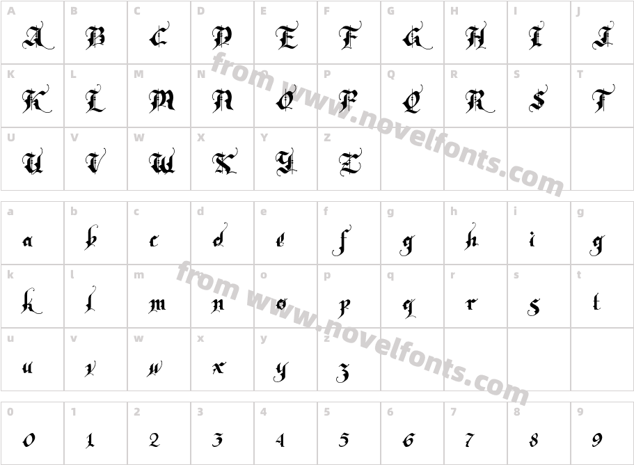 RhapsodyBlackLetterCharacter Map