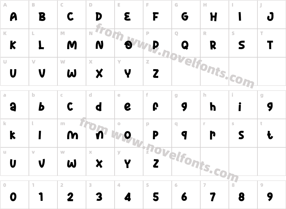 Rhuma Sinera Regular.Character Map