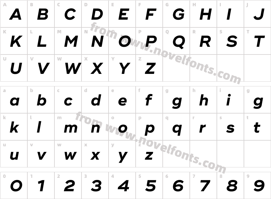 Ridley Grotesk Bold ItalicCharacter Map