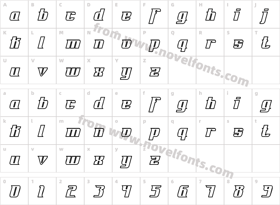 Fontovision IV outlineCharacter Map