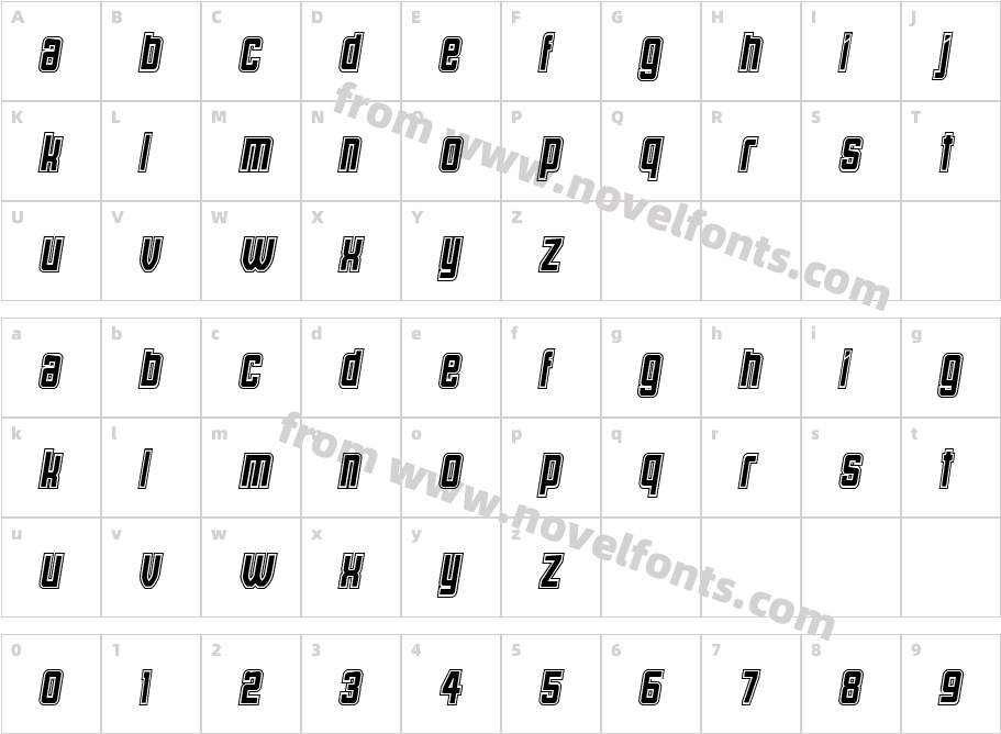 Riviera College CondensedCharacter Map