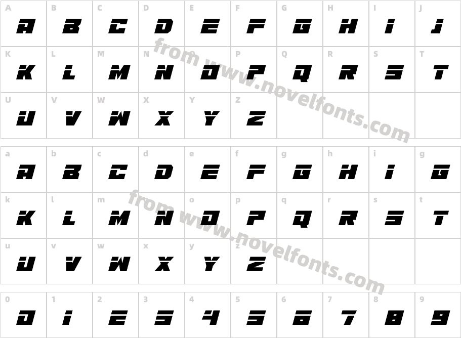 RobotMonster-ItalicCharacter Map