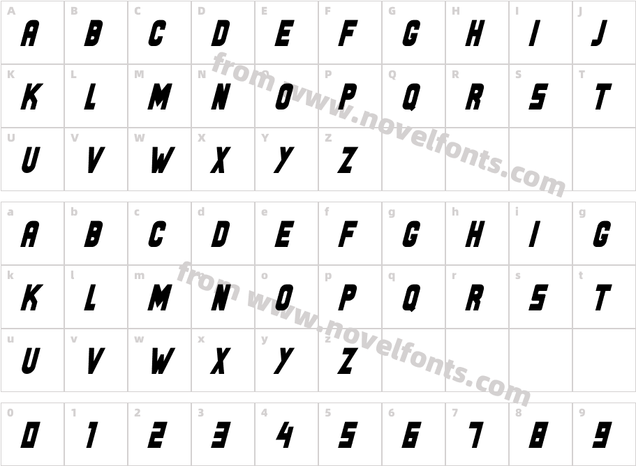 Rocket ItalicCharacter Map